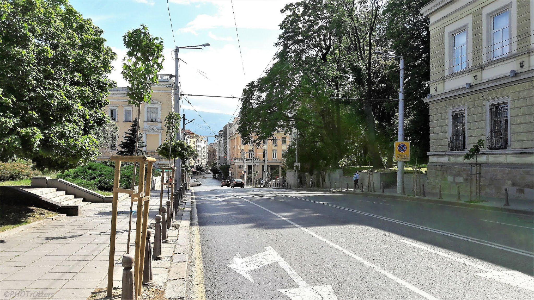 A view of an empty street in Sofia