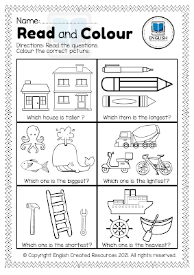 Read and Color Worksheets - English Created Resources