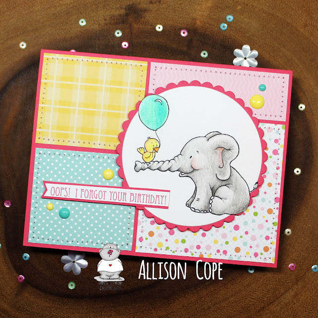 Oops! I Forgot! card by Allison Cope featuring the Gerda Steiner Designs "Elephant and Bird" Digital Stamp
