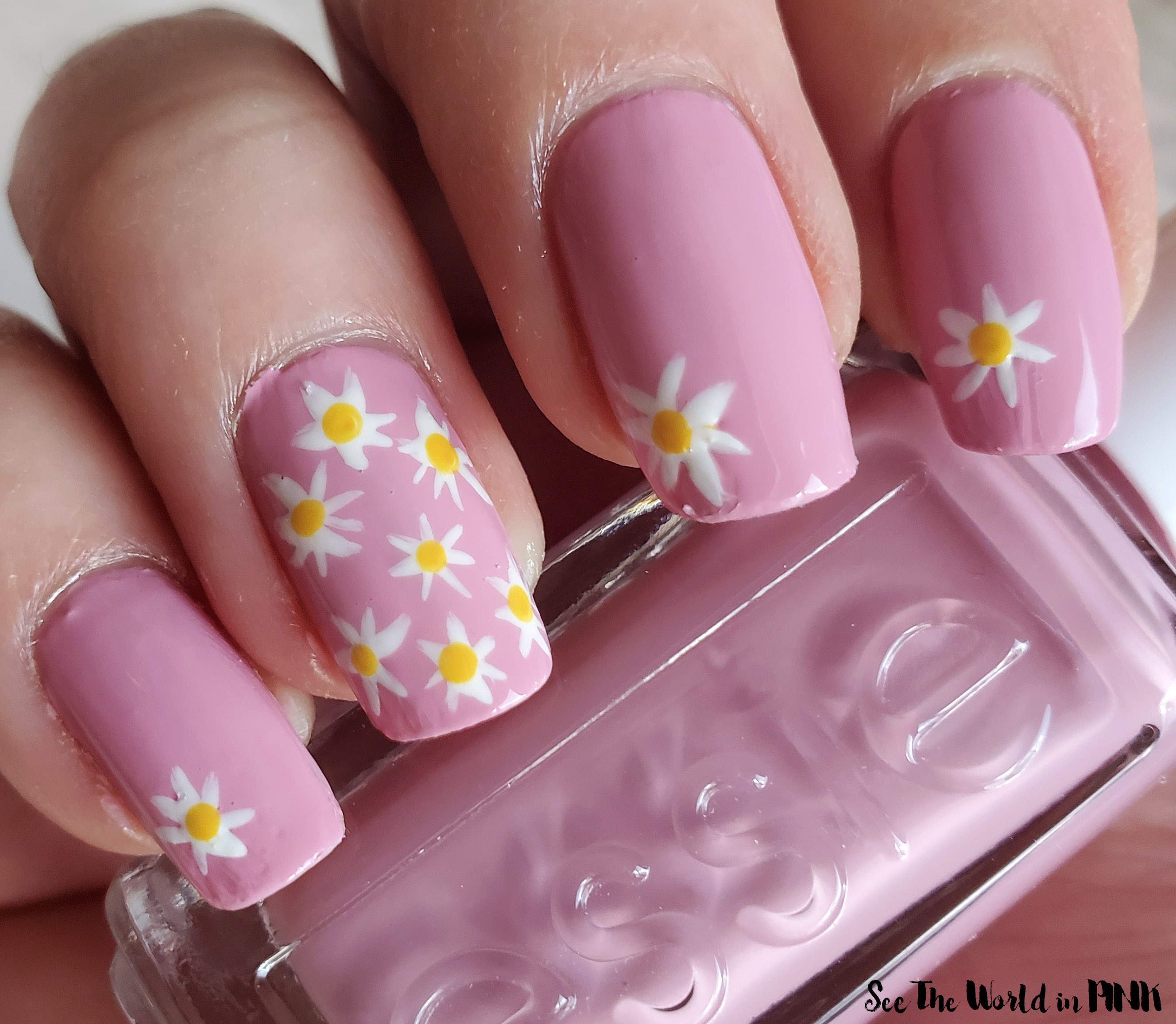 Manicure Monday Mini Daisy Nails See the World in PINK