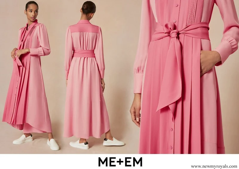 Kate Middleton wore Me + Em colour block silk shirt dress in bubblegum pink