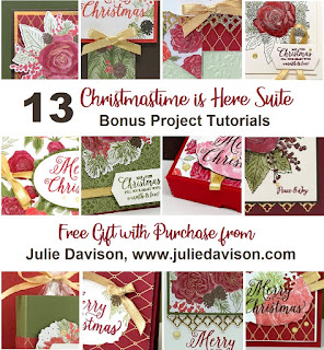 Special Offer: Get a PDF with 13 Bonus Project Tutorials for Stampin' Up! Christmastime is Here with purchase of Christmas Rose bundle or Christmastime is Here Suite from Julie Davison, www.juliedavison.com/shop #stampinup #christmastimeishere