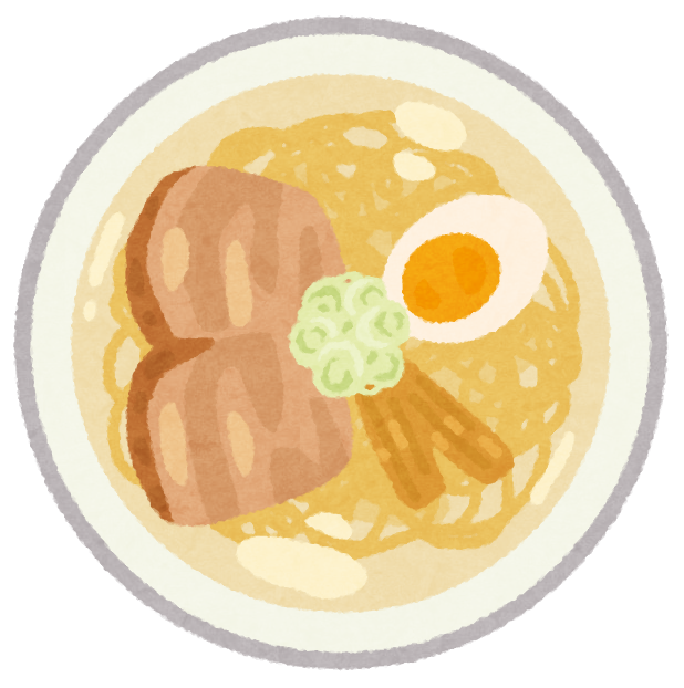 無料イラスト かわいいフリー素材集 上から見た塩ラーメンのイラスト