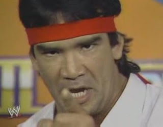 WWF / WWE WRESTLEMANIA 3 - Ricky 'The Dragon' Steamboat has some choice words for 'Macho Man' Randy Savage before their classic match