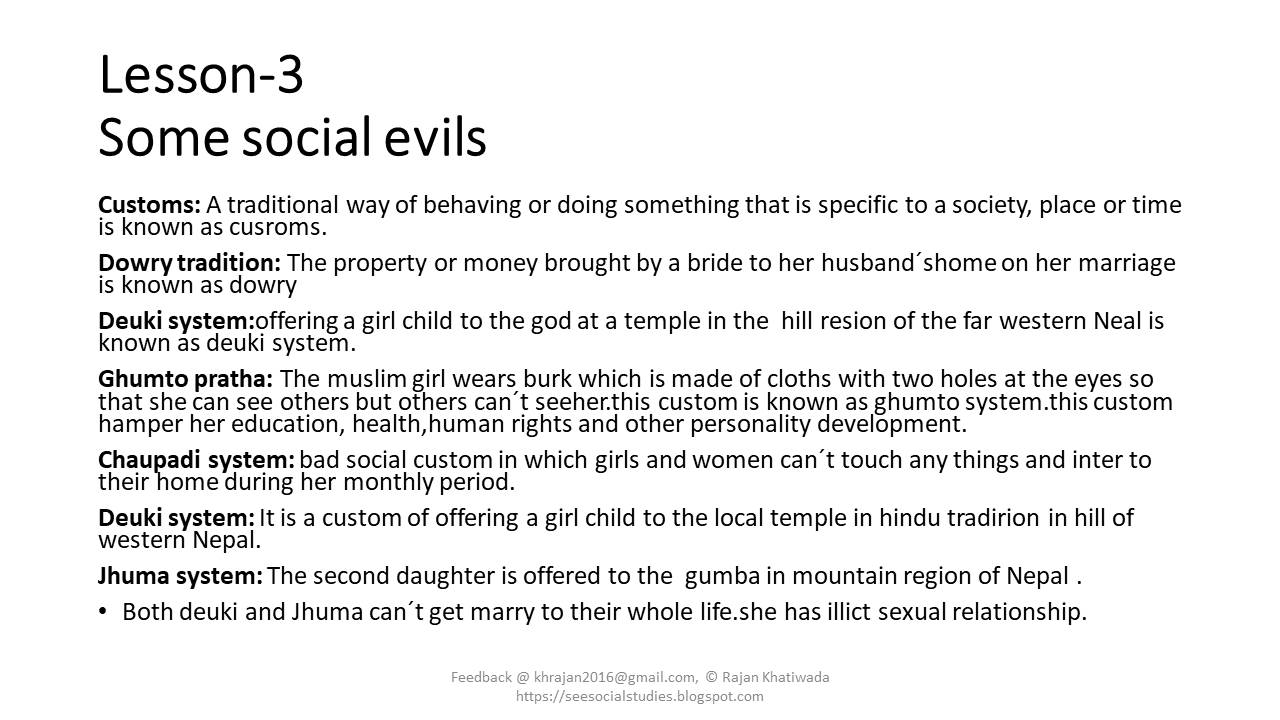 social evils in Nepali society {Major tradition base social evils