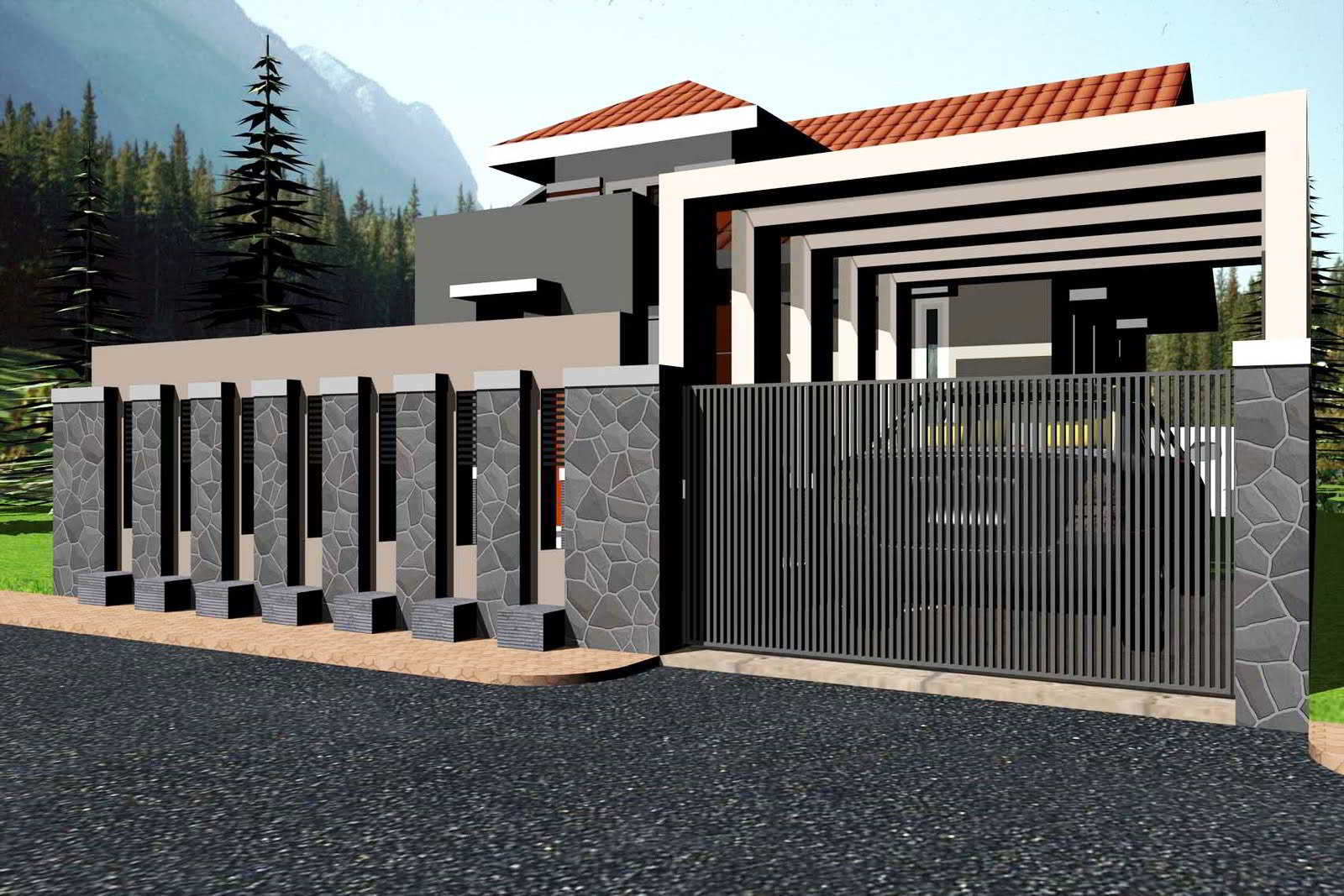 60 contoh model desain pagar  rumah  minimalis modern terbaru
