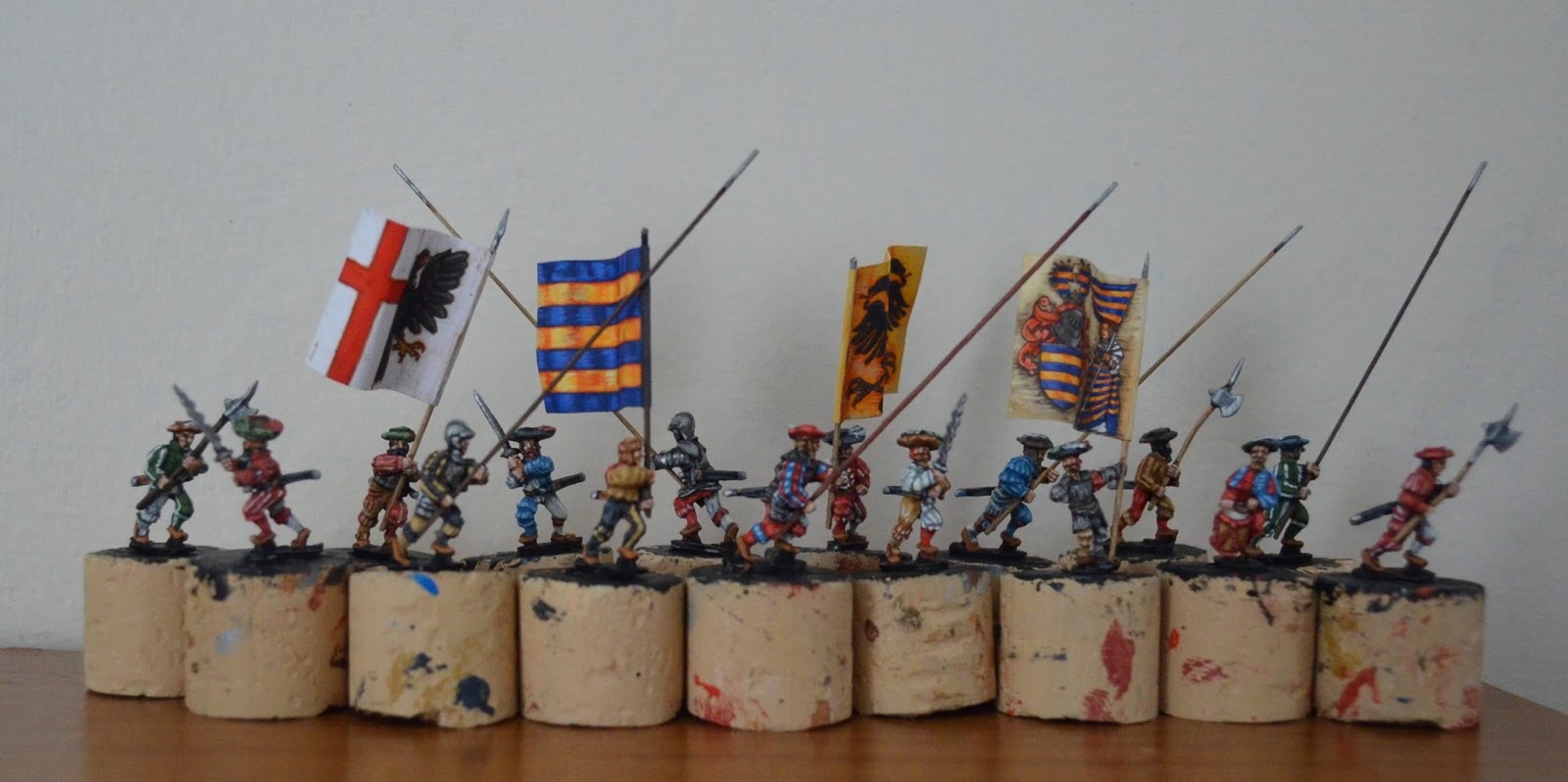 28mm Medieval Renaissance Italian Wars Landsknecht in French Service Flags 2
