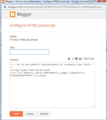 Add AddThis Code to Blogger