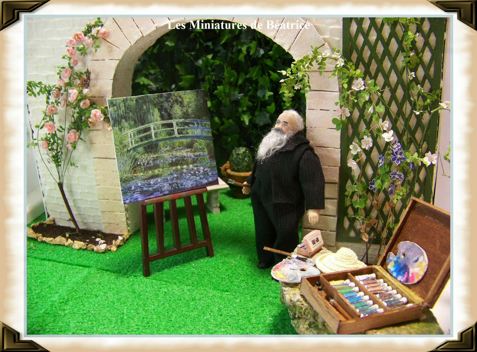 Les Miniatures De B atrice Claude Monet Peignant Le Pont Japonais De 