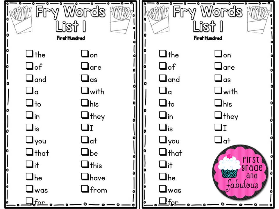 Fry Words--Check list and a Freebie | First Grade and Fabulous | Bloglovin’