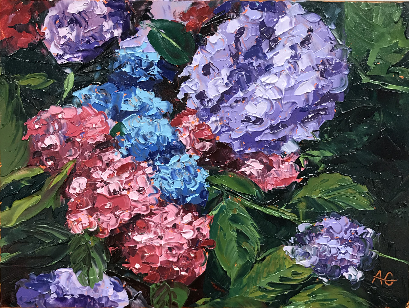 Ann Gorbett Palette Knife Painting High on Hydrangeas