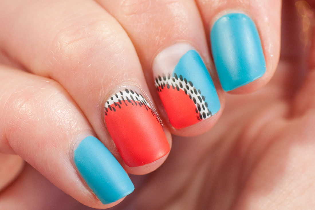 Blue and Red Matte Nails with OPI and KIKO nail polish