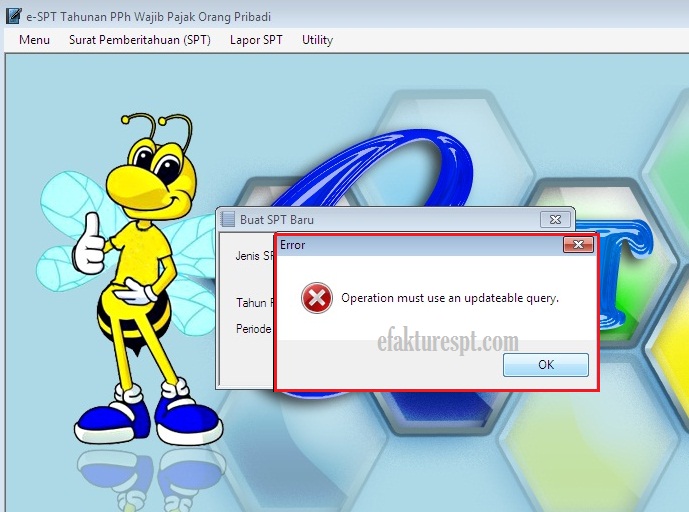 Espt Tahunan Pph Op 1 6 Error Operation Must Use An Updateable Query Efaktur Dan Espt Espt Tahunan Pph Op 1 6 Error Operation Must Use An Updateable Query Efaktur Dan Espt