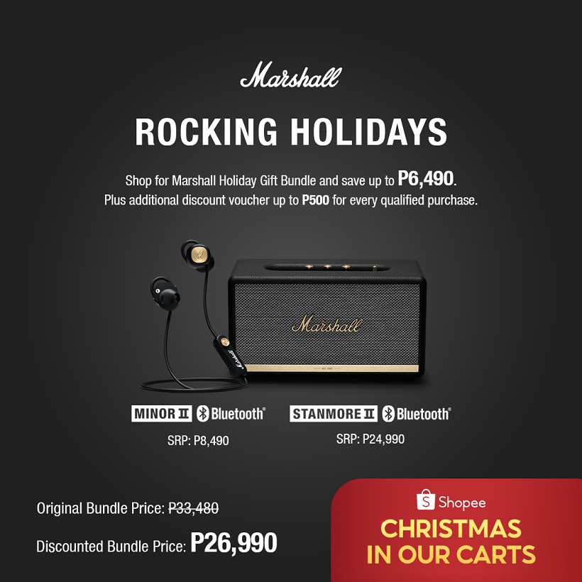 Marshall Rocking Holiday: Enjoy up to P6,490 OFF on Shopee Marshall Holiday Gift Bundle