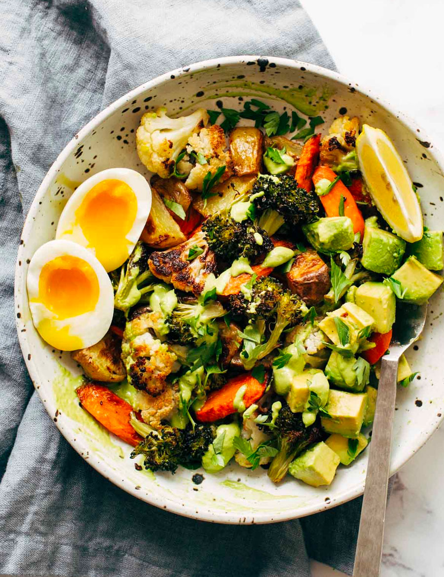 Roasted Vegetable Bowls With Green Tahini