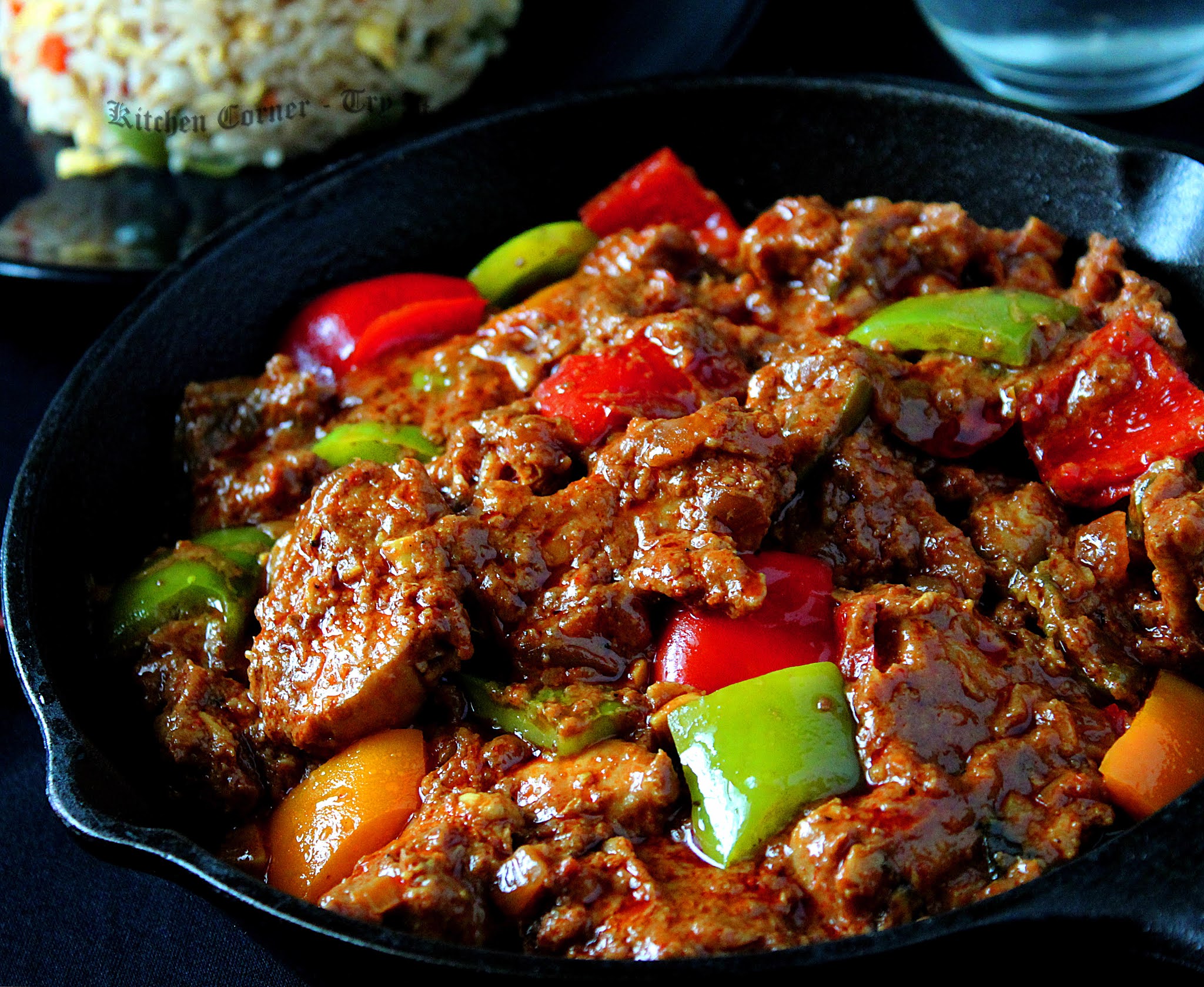 Capsicum Chicken/ Bell Pepper Chicken with Roasted Coconut Gravy