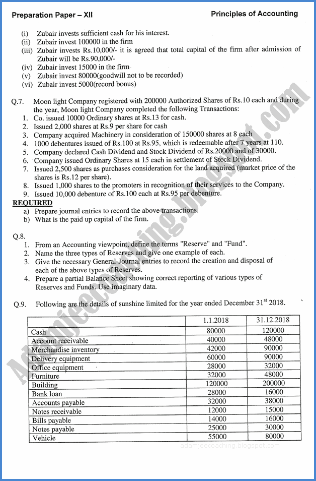 Adamjee Coaching Principles of Accounting 12th Adamjee Coaching