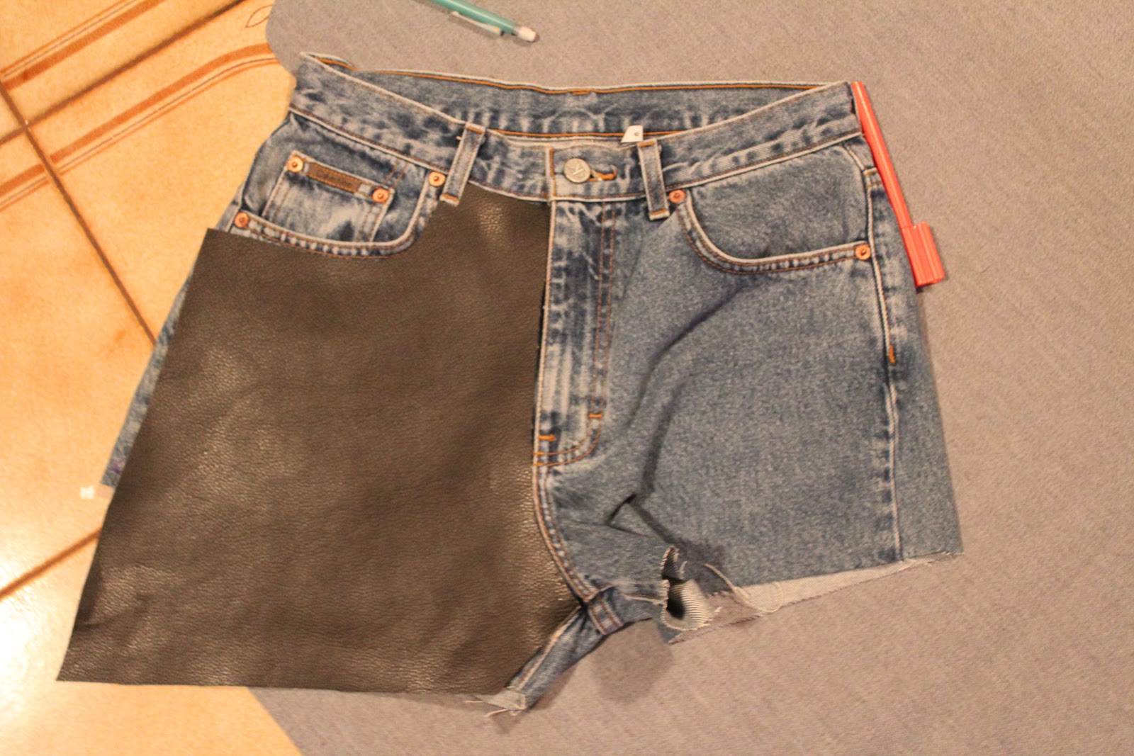 Better then new: DIY denim/ leather shorts