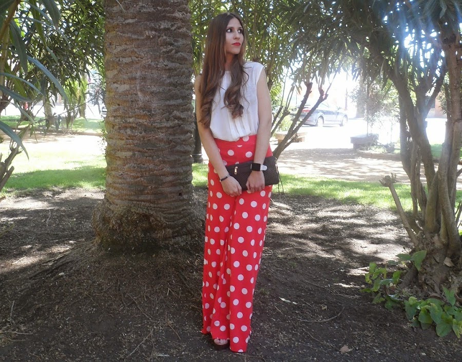 Polka dots palazzo pants