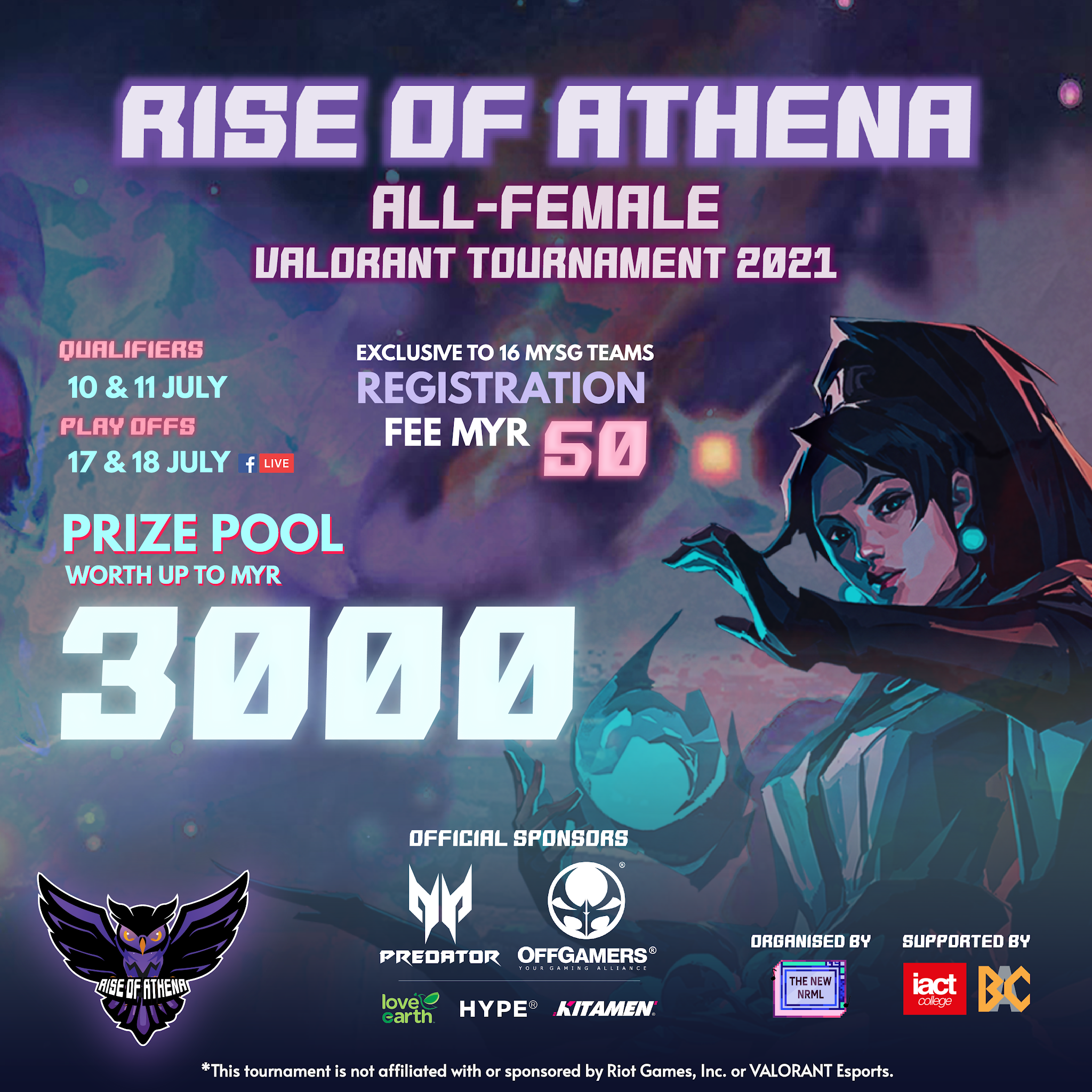 The New NRML Presents Rise of Athena All-Female Valorant Tournament 2021