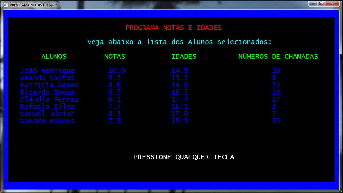 Samuel Lima - Programador C/C++ : Programa Notas e Idades - Linguagem C