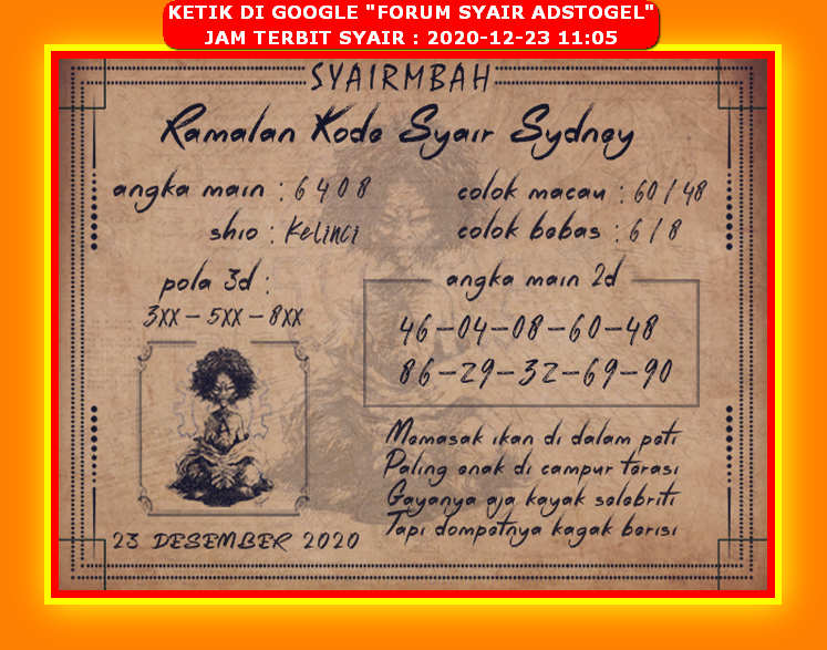 1 New Message Kode Syair Sydney 23 Desember 2020 Forum Syair Togel Hongkong Singapura Sydney
