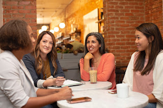 Women getting to know each other on a work outing Women getting to know each other on a work outing
