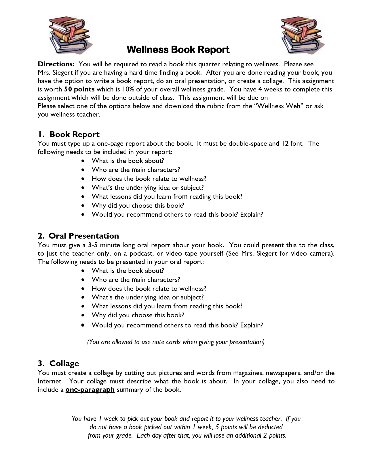 book report example 4th grade