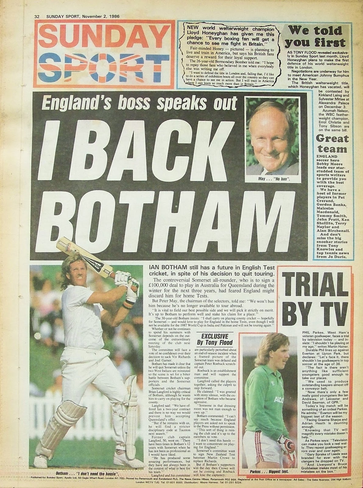 Sunday Sport newspaper 2nd November 1986
