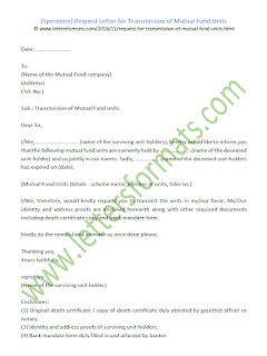 Request Letter for Transmission of Mutual Fund Units (Samples) Request Letter for Transmission of Mutual Fund Units (Samples)