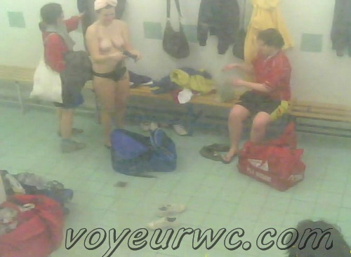 Hidden cam in the locker room catching these women naked (Women's Football Locker Room)