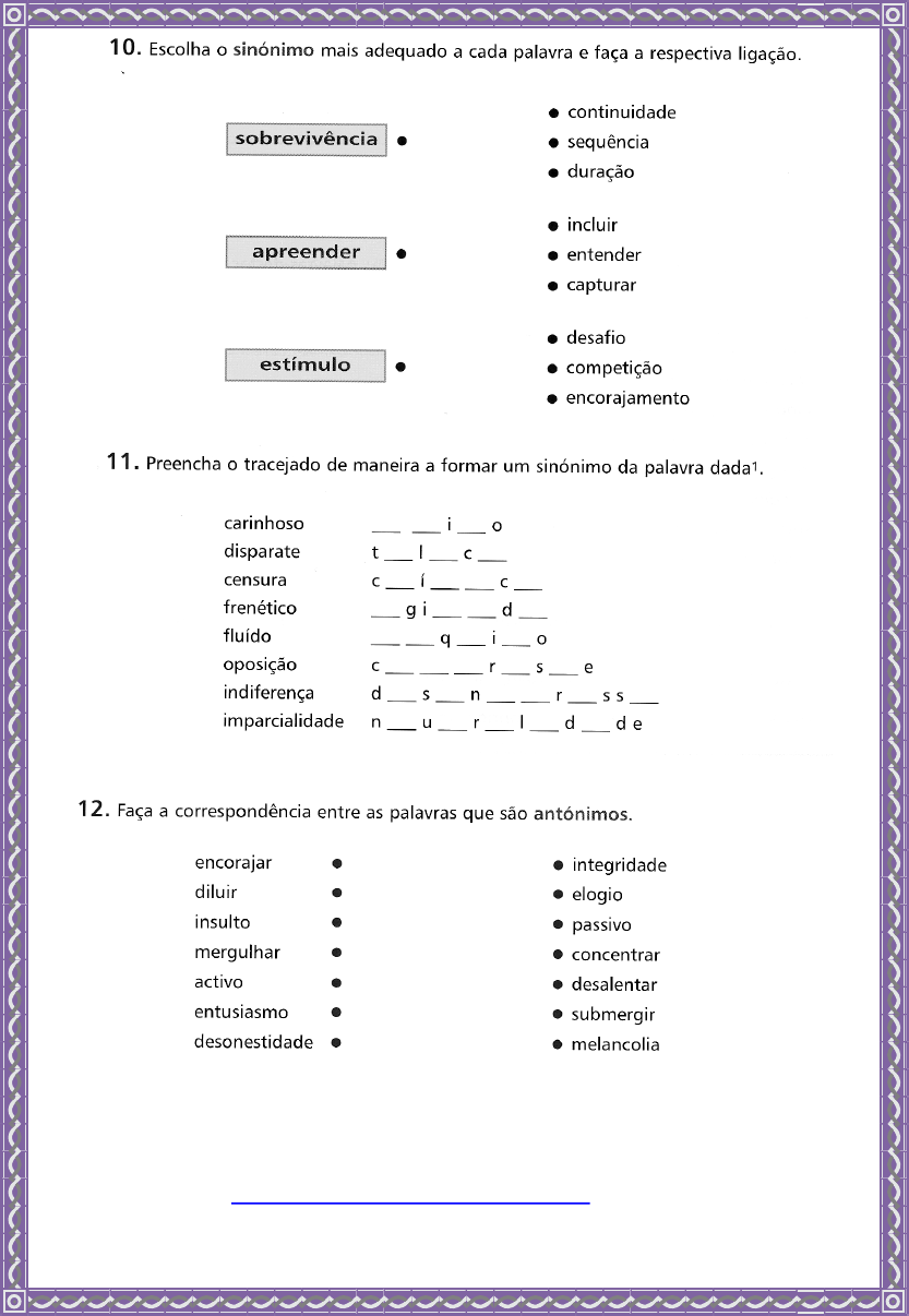SINÔNIMOS ANTÔNIMOS ATIVIDADES PARA IMPRIMIR - PORTAL ESCOLA