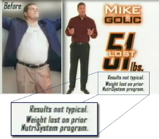 nutrisystem ad with results not typical disclaimer