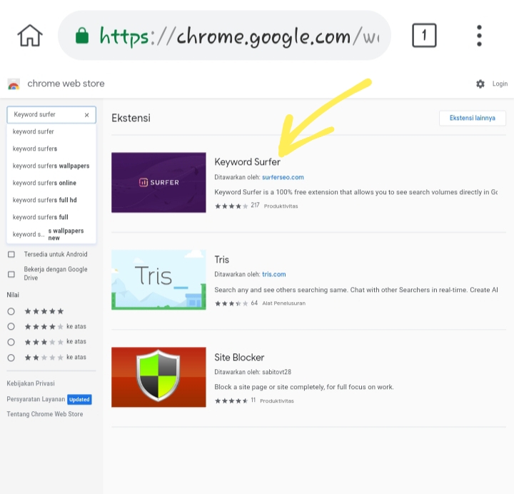 Cara pasang keyword surfer Cara pasang keyword surfer