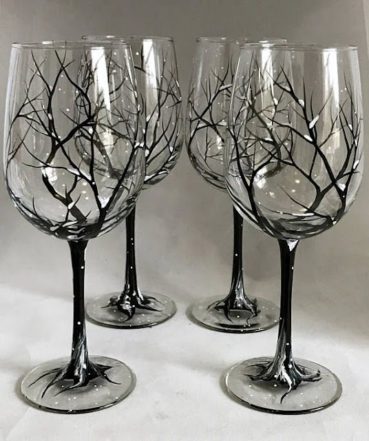 Trees Hand-Painted Wine glasses For Gift