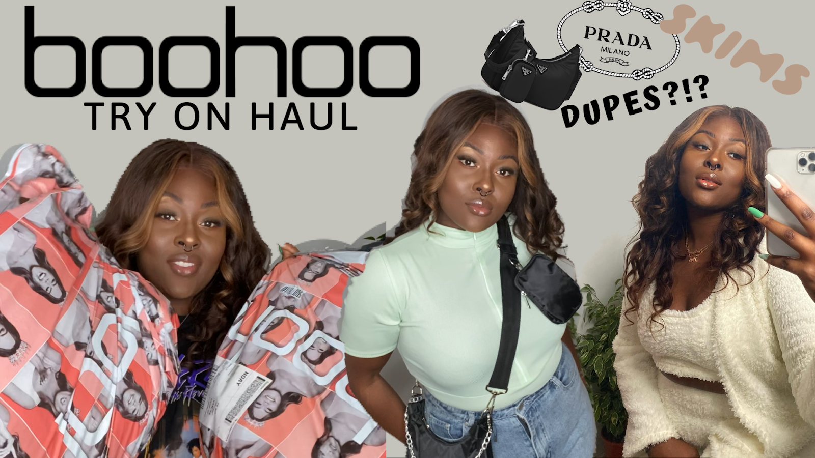 BOOHOO TRY ON HAUL SKIMS & PRADA DUPES FOR LESS?!? + DISCOUNT CODE