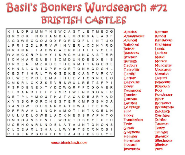 Brain Training with Professor Basil  #71 British Castles Wurdsearch  @BionicBasil® Downloadable Puzzle for Purrsonal Use Only