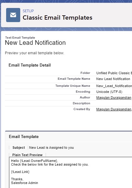 salesforce lead assignment notification