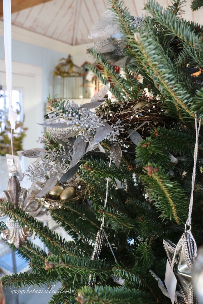 Botanic Bleu Bird's Nest in Christmas Tree Table Top Tree