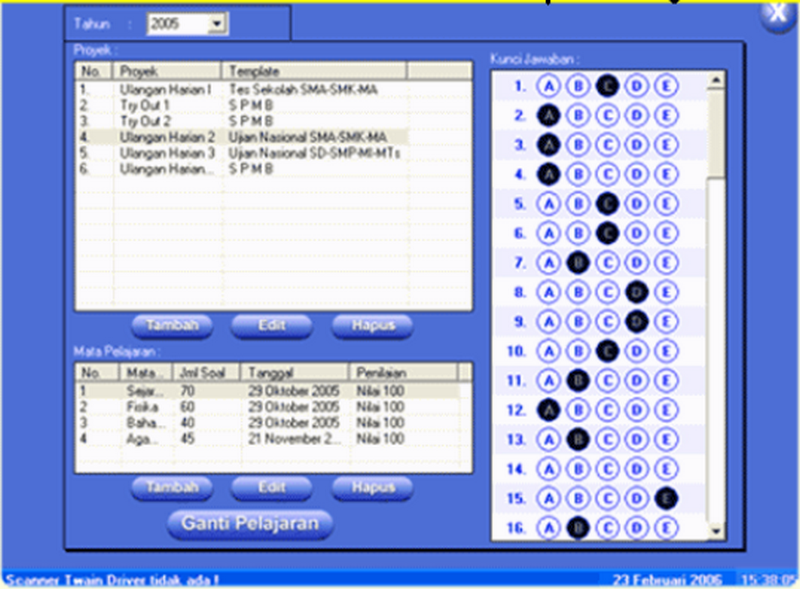 Aplikasi Scaner Lembar Jawaban Komputer Ujian Sekolah SD SMP SMA