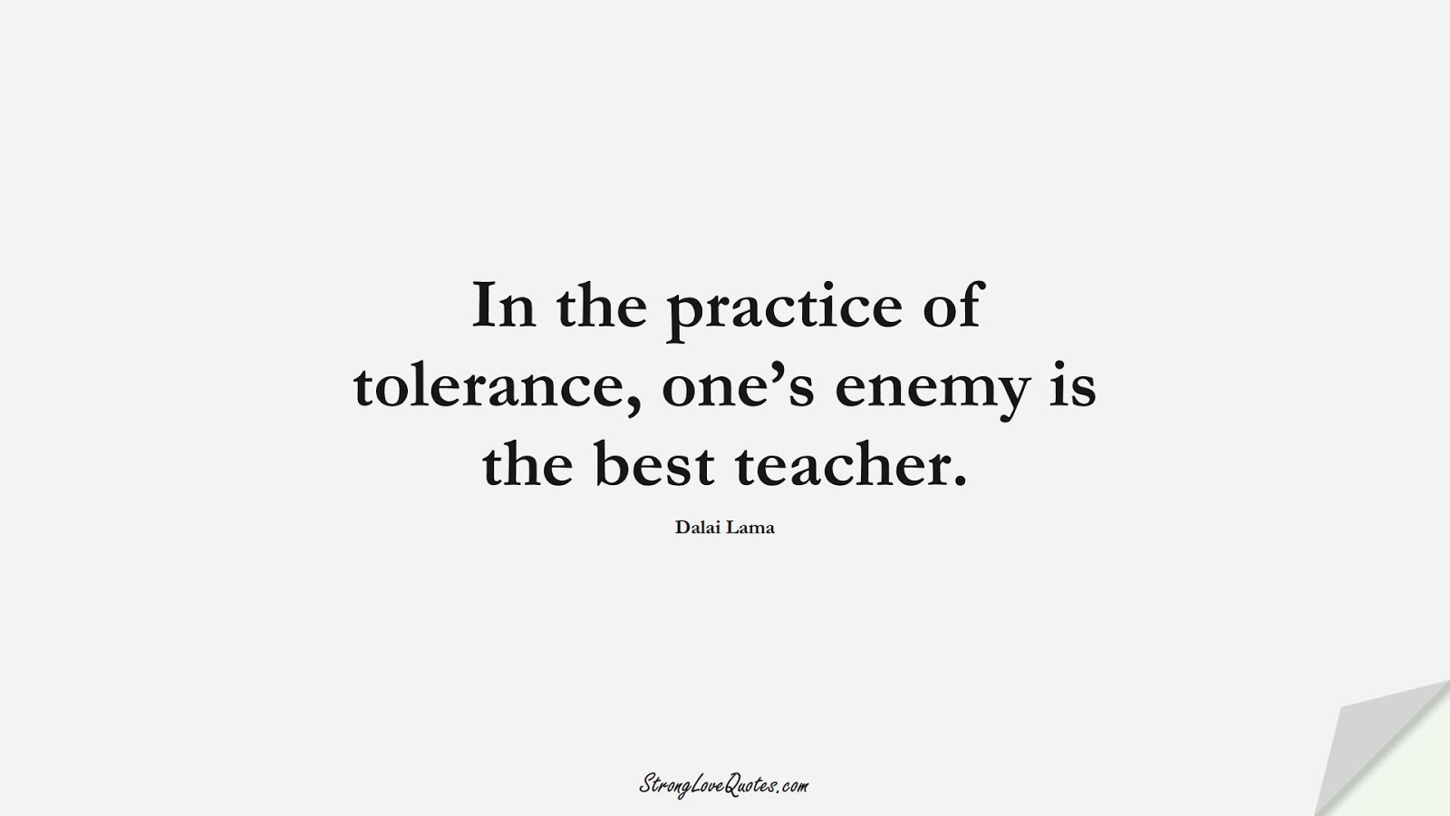 In the practice of tolerance, one’s enemy is the best teacher. (Dalai Lama);  #EducationQuotes