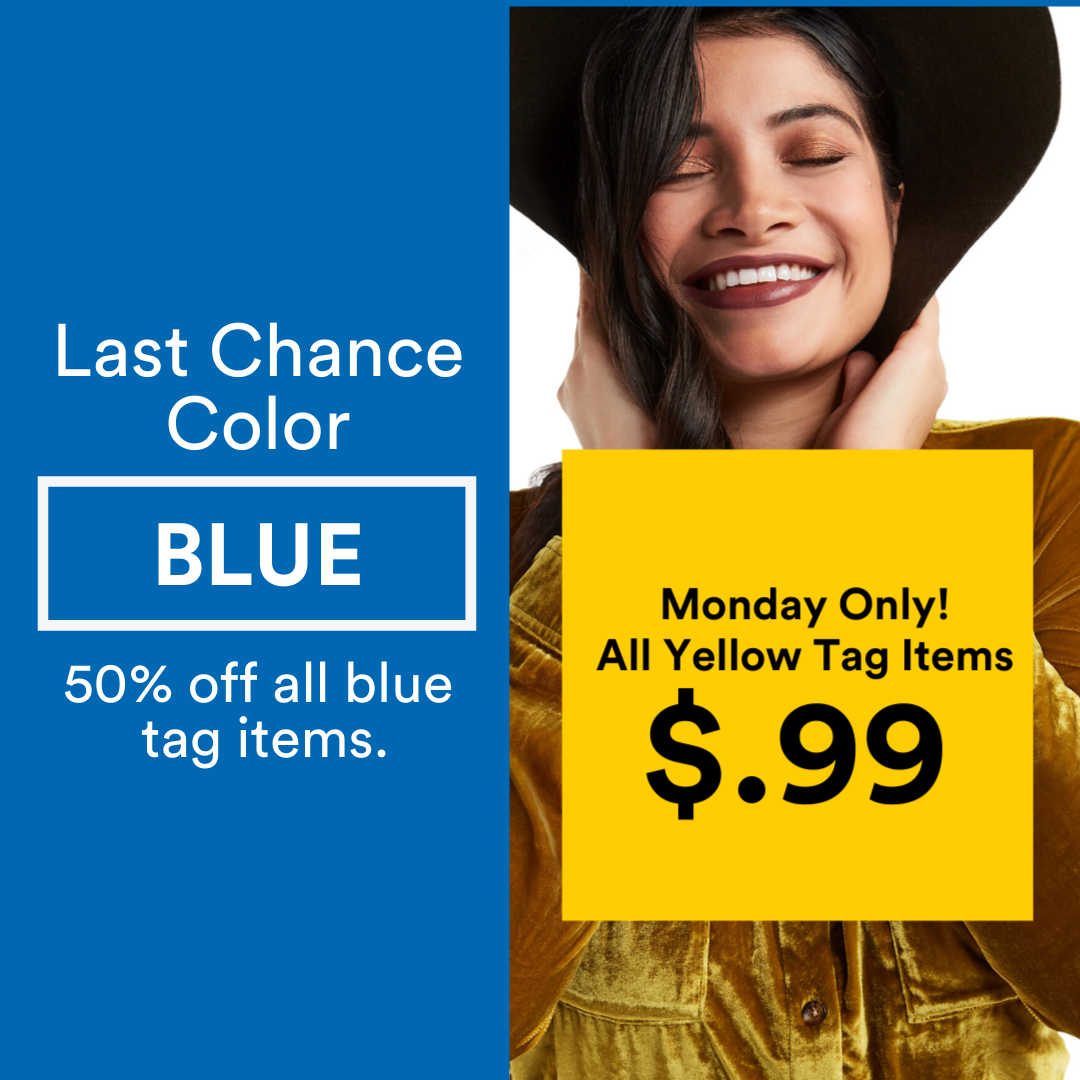 SALE DAYS GOODWILL NORTH COLOR OF THE WEEK THROUGH DECEMBER