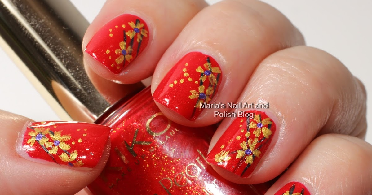 Marias Nail Art and Polish Blog: Golden flowers on sun pearls