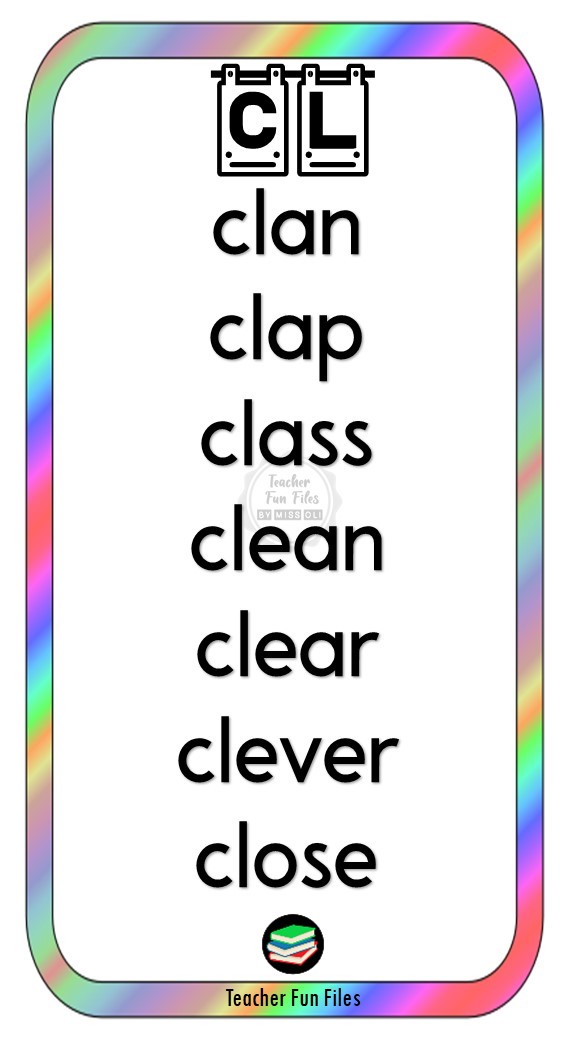 Teacher Fun Files: Cluster and Consonant Digraph Charts