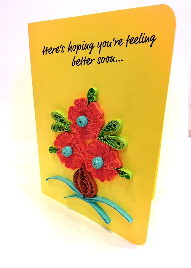 Get Well Soon Quilling Vase Card