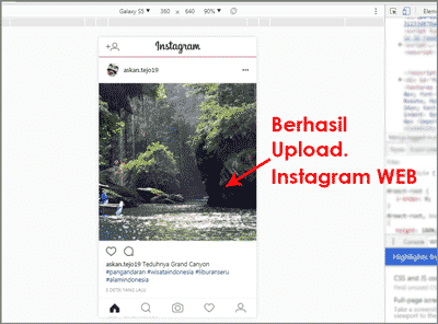 cara posting foto di instagram via pc
