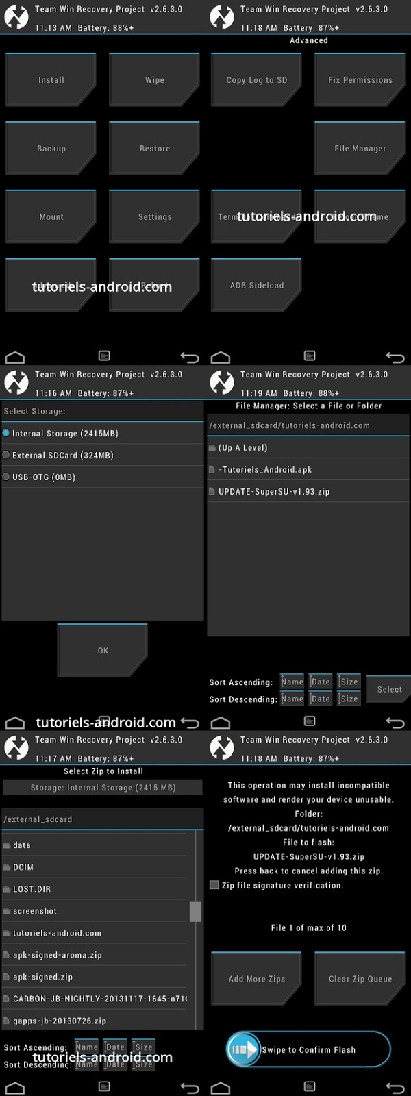 Screenshots TWRP recovery - Galaxy Note 2 N7105