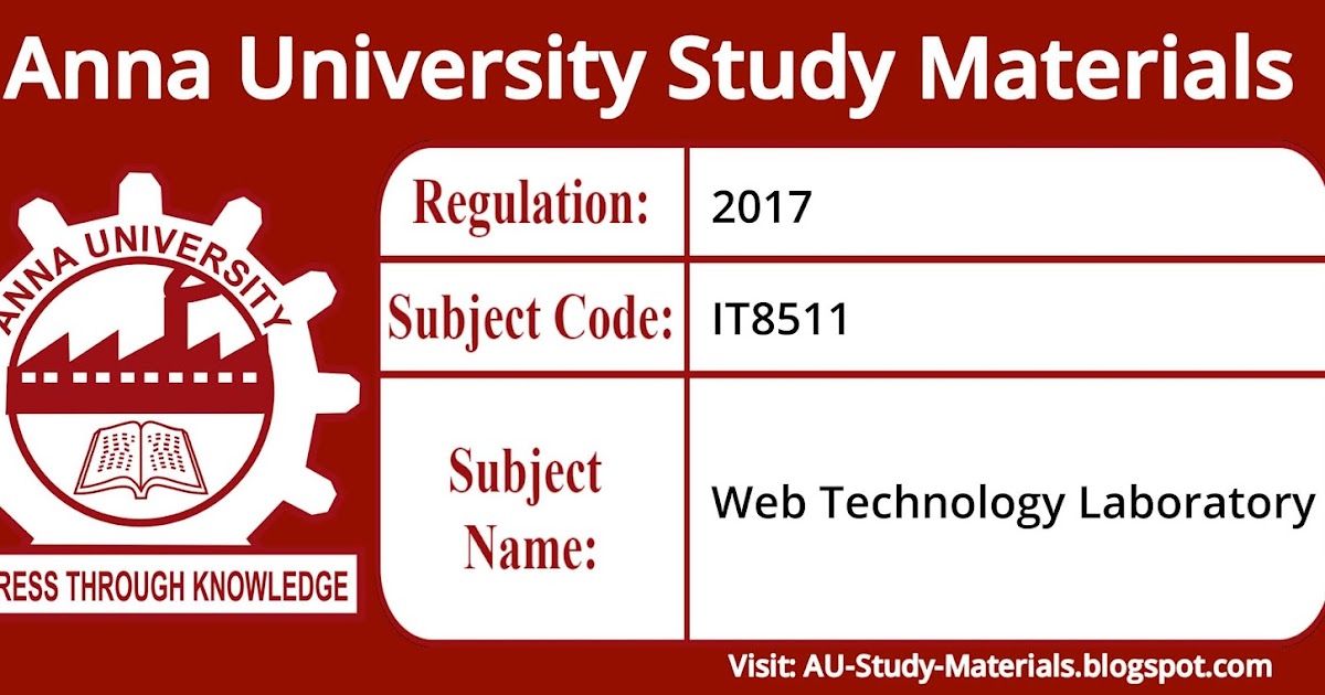 IT8511  Technology Laboratory Manual and Viva Question 2017
