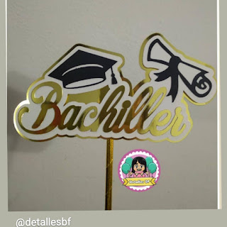 Topper Doble Capa Metalizado Graduación de Bachiller - Mis Toppers Tus