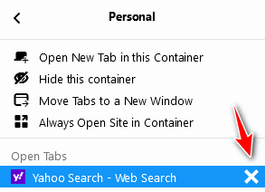 Open new container tab from button when using multi-select - App